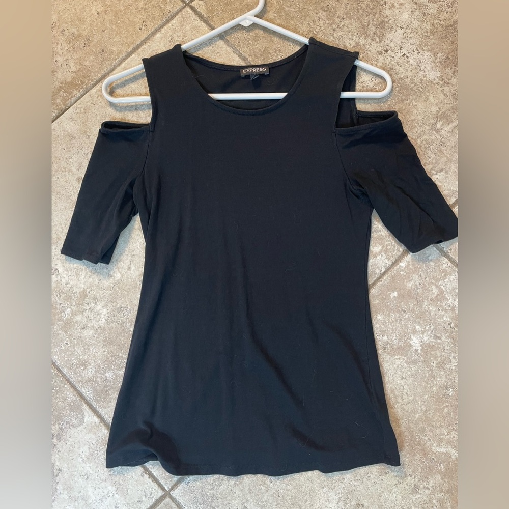 Express Women's Black Cold Shoulder Top